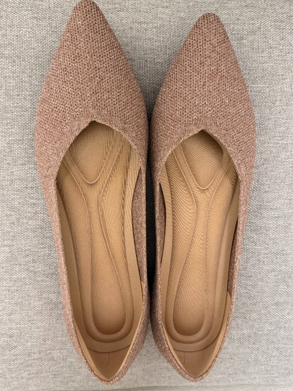 Women knit ballet pointed toe flats 6.5 beige nude
